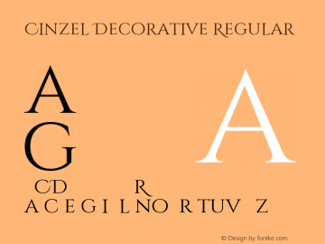 Cinzel Decorative Regular Version 1.001;PS 001.001;hotconv 1.0.56;makeotf.lib2.0.21325 Font Sample