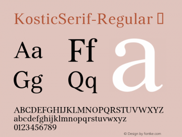 KosticSerif-Regular ☞ Version 2.000;com.myfonts.kostic.serif.regular.wfkit2.h4gr Font Sample