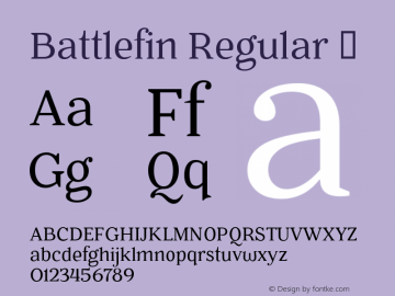 Battlefin Regular ☞ Version 1.001;com.myfonts.kostic.battlefin.regular.wfkit2.h4gr Font Sample