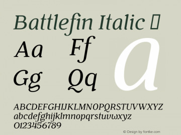 Battlefin Italic ☞ Version 1.001;com.myfonts.kostic.battlefin.italic.wfkit2.h4gr Font Sample