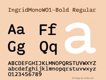 IngridMonoW01-Bold Regular Version 1.00 Font Sample