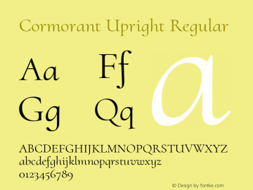 Cormorant Upright Regular Version 2.001 Font Sample