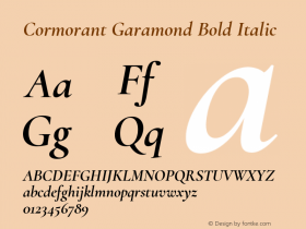 Cormorant Garamond Bold Italic Version 2.001 Font Sample