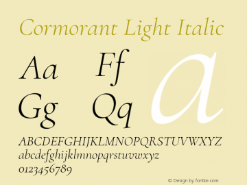 Cormorant Light Italic Version 2.001 Font Sample