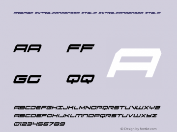 Oramac Extra-Condensed Italic Extra-Condensed Italic Version 2.0; 2016 Font Sample