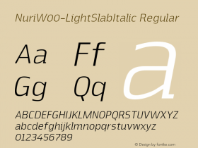 NuriW00-LightSlabItalic Regular Version 2.20 Font Sample