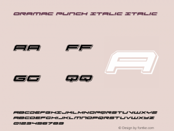 Oramac Punch Italic Italic Version 2.0; 2016 Font Sample