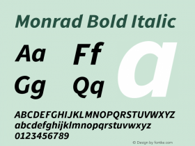 Monrad Bold Italic Version 1.065;PS Version 2.0;hotconv 1.0.78;makeotf.lib2.5.61930 Font Sample
