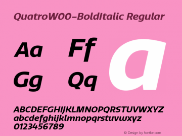 QuatroW00-BoldItalic Regular Version 1.30 Font Sample