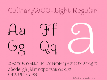 CulinaryW00-Light Regular Version 1.00 Font Sample