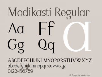 Modikasti Regular Version 1.001;PS 001.001;hotconv 1.0.70;makeotf.lib2.5.58329 Font Sample