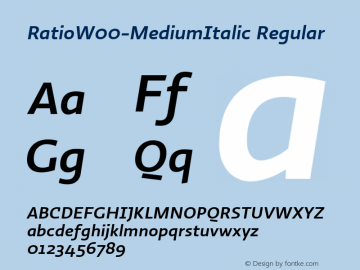 RatioW00-MediumItalic Regular Version 1.10 Font Sample