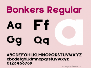 Bonkers Regular Version 1.00 May 7, 2016, initial release图片样张