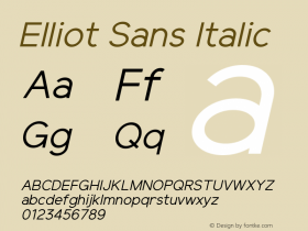 Elliot Sans Italic Version 1.000 Font Sample