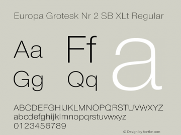 Europa Grotesk Nr 2 SB XLt Regular Version 3.01 2014; ttfautohint (v1.3);com.myfonts.easy.efscangraphic.europa-grotesk-no-2-sb.xlig.wfkit2.version.4rne图片样张