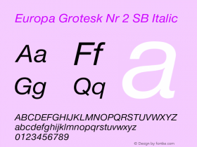 Europa Grotesk Nr 2 SB Italic Version 3.01 2014; ttfautohint (v1.3);com.myfonts.easy.efscangraphic.europa-grotesk-no-2-sb.ita.wfkit2.version.4rjS Font Sample