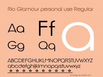 Rio Glamour personal use Regular Version 1.000;PS 001.001;hotconv 1.0.56 Font Sample