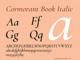 Cormorant Book Italic Version 2.003 Font Sample