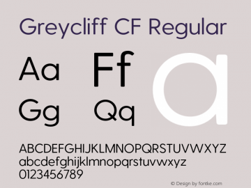 Greycliff CF Regular Version 1.100;PS 001.100;hotconv 1.0.88;makeotf.lib2.5.64775图片样张