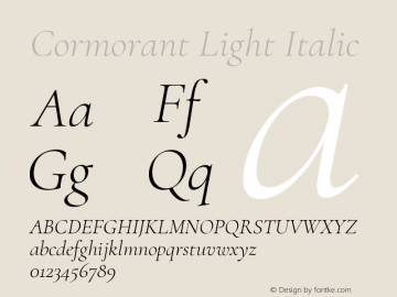 Cormorant Light Italic Version 2.004 Font Sample