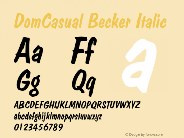 DomCasual Becker Italic Version 1.05图片样张