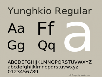 Yunghkio Regular Version 1.1.1 January 14, 2011. Font Sample