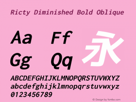 Ricty Diminished Bold Oblique Version 4.0.1图片样张