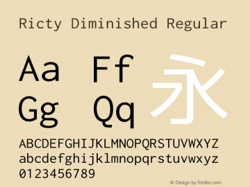 Ricty Diminished Regular Version 4.0.1 Font Sample