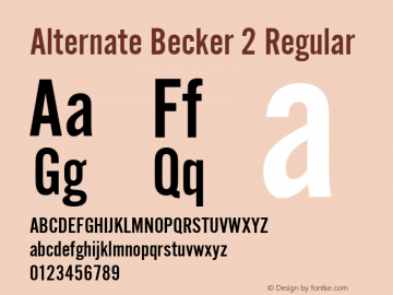 Alternate Becker 2 Regular Version 1.05 Font Sample