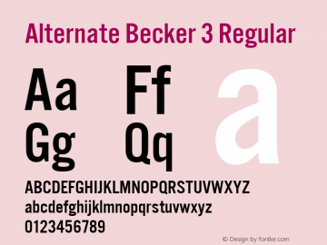 Alternate Becker 3 Regular Version 1.05 Font Sample