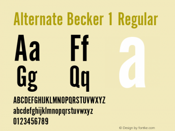 Alternate Becker 1 Regular Version 1.05 Font Sample