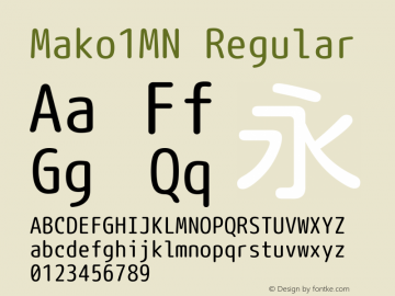 Mako1MN Regular Version 1.050-20160515 Font Sample