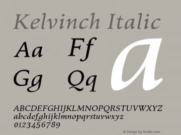 Kelvinch Italic Version 3.212 May 11, 2016 Font Sample
