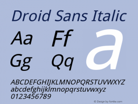 Droid Sans Italic Version 1.00 build 113图片样张