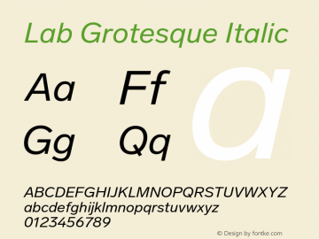 Lab Grotesque Italic Version 1.000图片样张