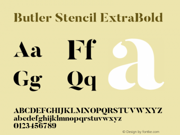 Butler Stencil ExtraBold 1.000 Font Sample