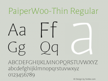 PaiperW00-Thin Regular Version 2.00 Font Sample