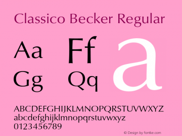 Classico Becker Regular Version 1.05 Font Sample