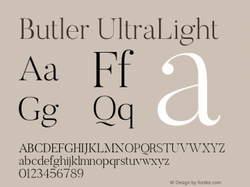 Butler UltraLight 1.000 Font Sample