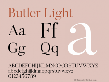 Butler Light 1.000 Font Sample