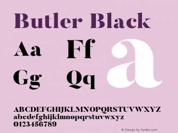Butler Black 1.000 Font Sample