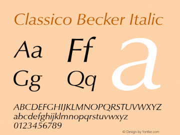 Classico Becker Italic Version 1.05 Font Sample