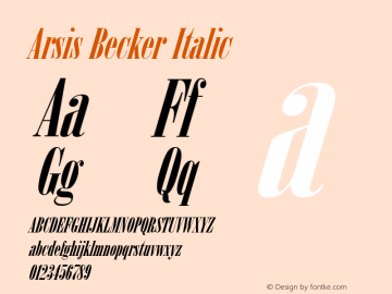 Arsis Becker Italic Version 1.05图片样张