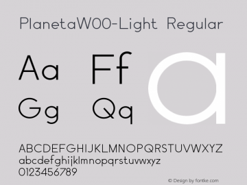 PlanetaW00-Light Regular Version 1.20 Font Sample