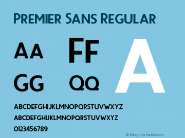Premier Sans Regular Version 1.000 Font Sample