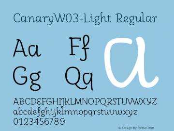 CanaryW03-Light Regular Version 1.984 Font Sample