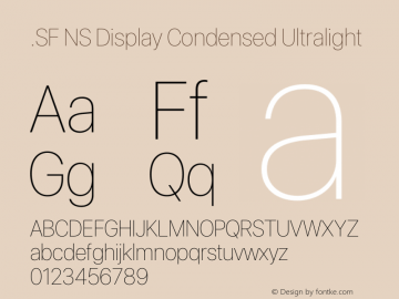 .SF NS Display Condensed Ultralight 12.0d8e1 Font Sample