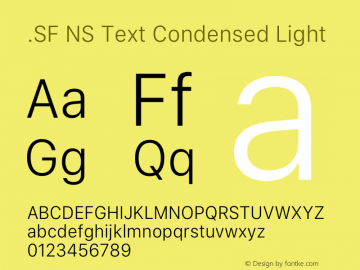 .SF NS Text Condensed Light 12.0d8e1 Font Sample