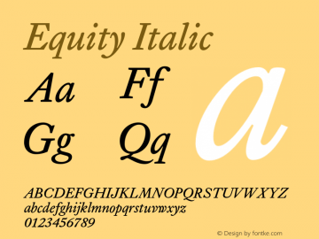 Equity Italic 1.531 Font Sample