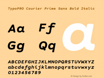 TypoPRO Courier Prime Sans Bold Italic Version 3.020 Font Sample